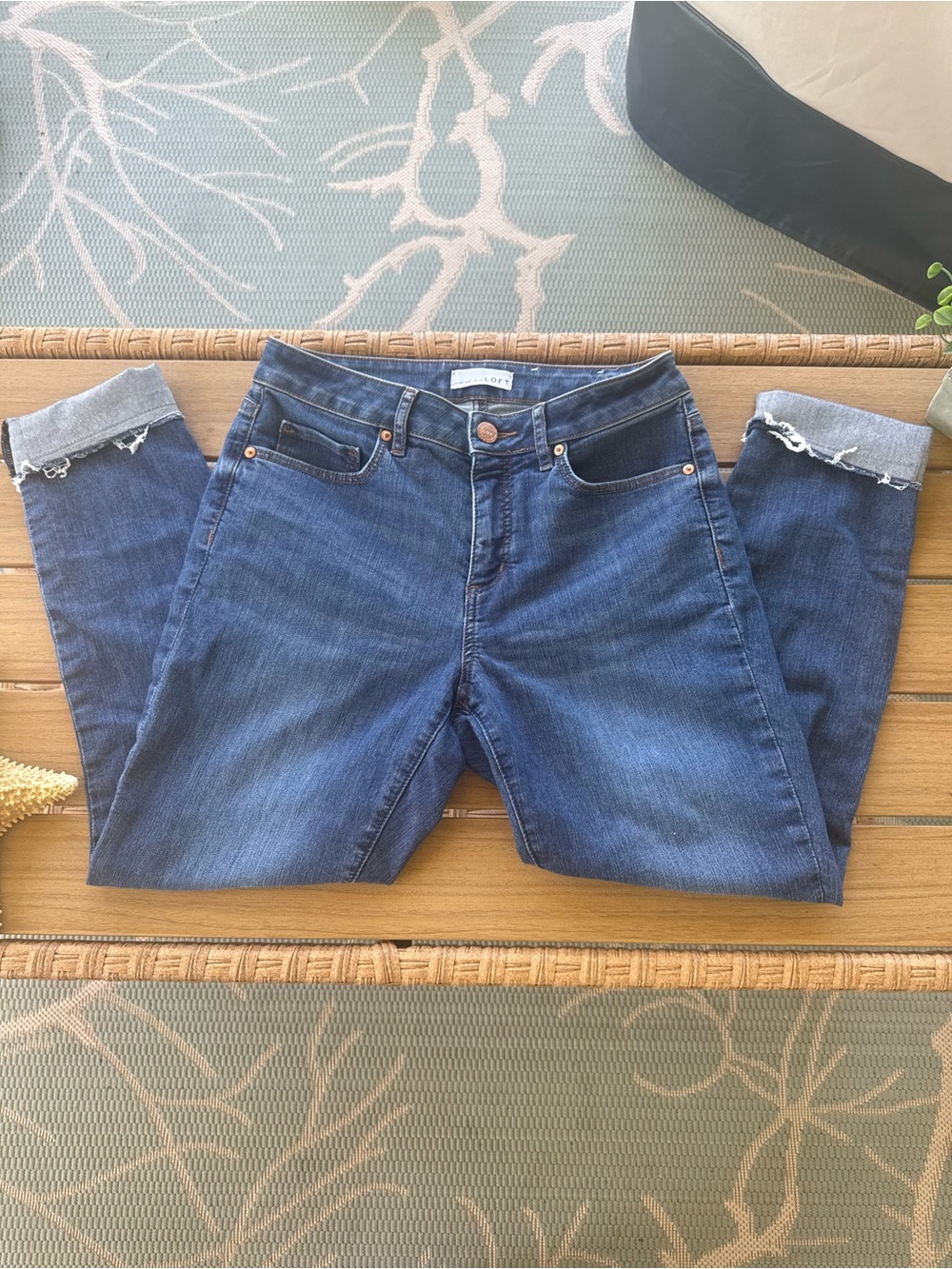 Dark Blue Cuffed Denim Jeans